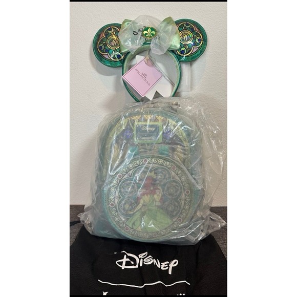 NWT Loungefly Disney Stained Glass Princess Backpack Mouse Ears STUNNING TIANA - Picture 3 of 7